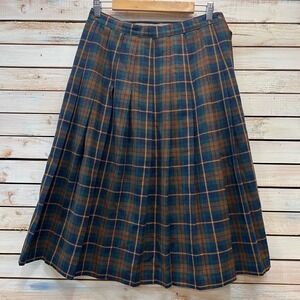 Vintage Personal Petites Plaid Wool Pleated Skirt Academic Preppy Fall 10